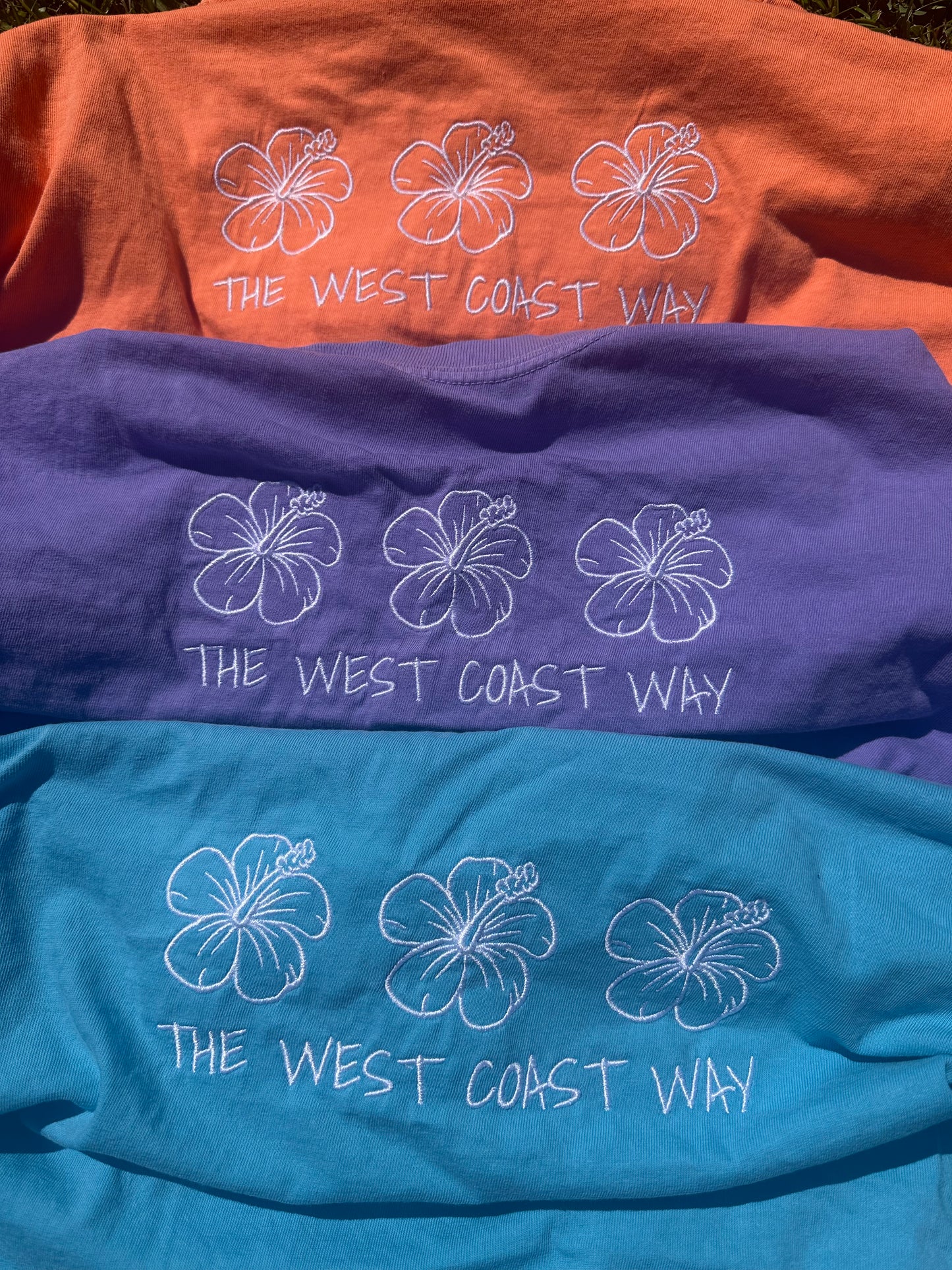 Embroidered Hibiscus T- Orange