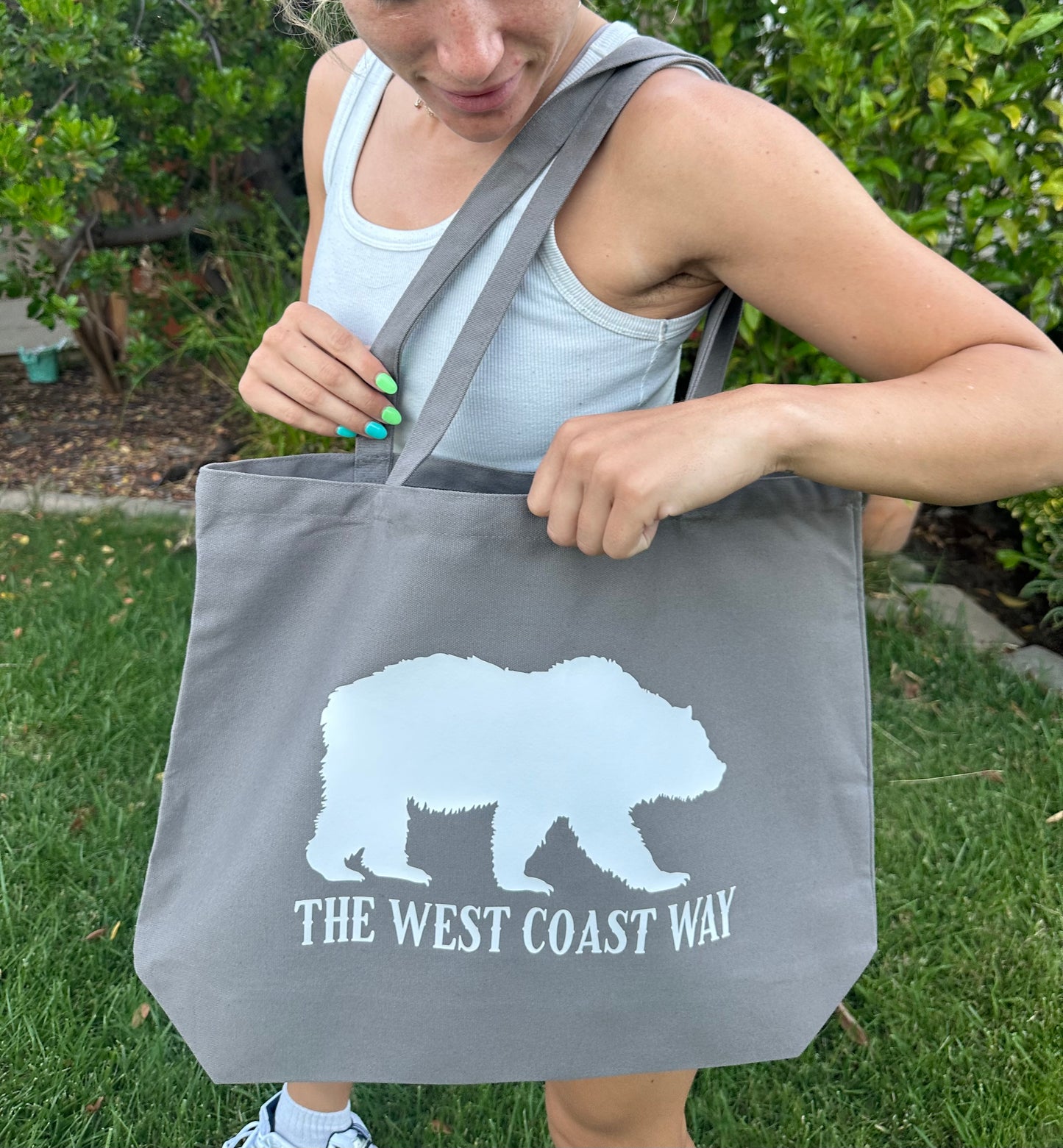 California Bear Tote- Gray