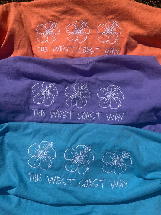 Embroidered Hibiscus T- Orange