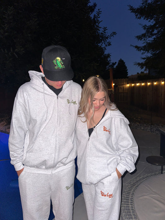 Fall Sweatpants- Light Gray/Burnt Orange