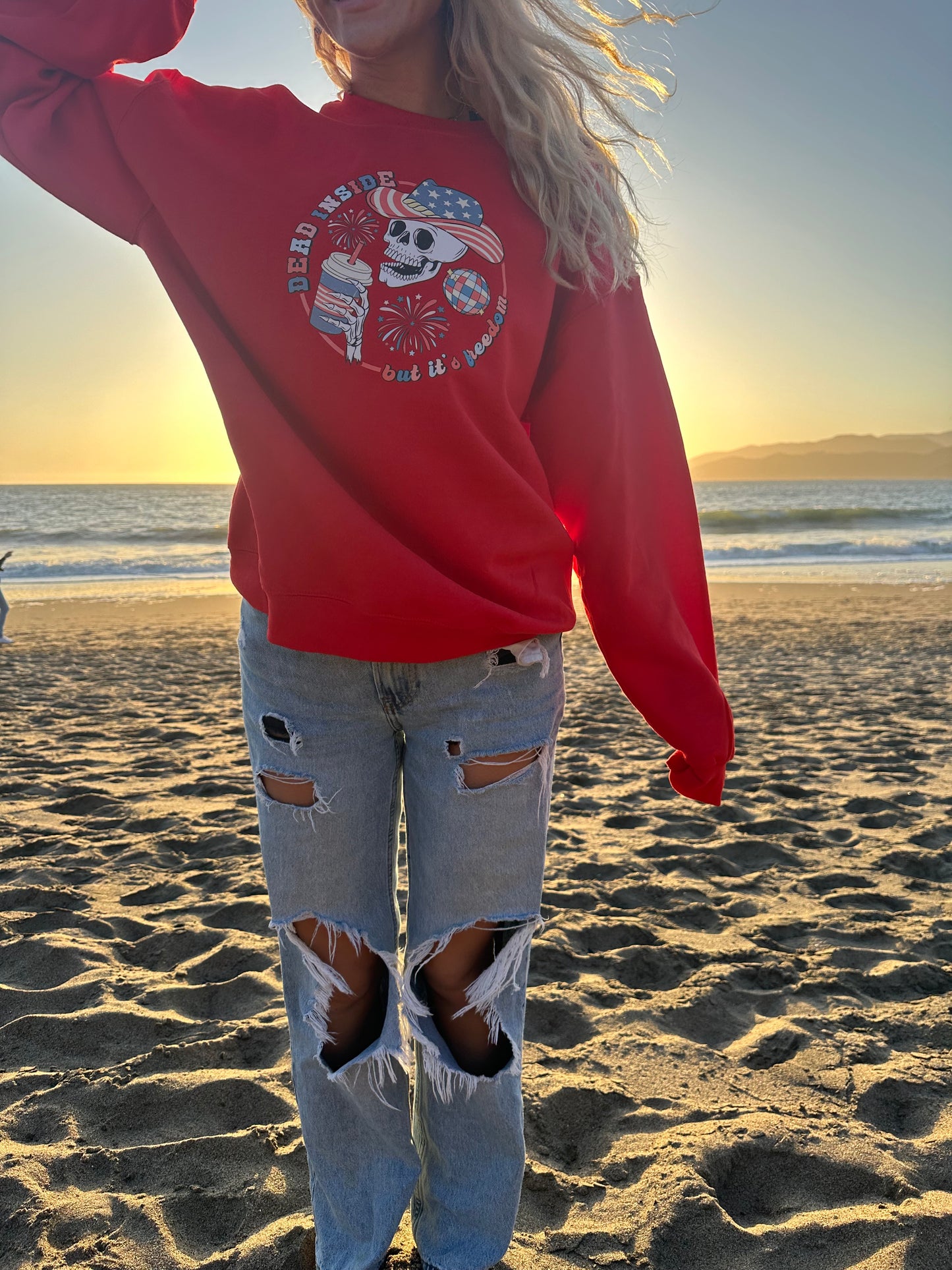 Dead Inside Red Crewneck